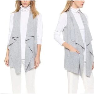 Vince Wool Cashmere Long Sweater Vest Size Small Heather Gray Quiet Luxury